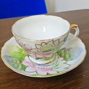 Tea Cup with handpainted pink Lotus